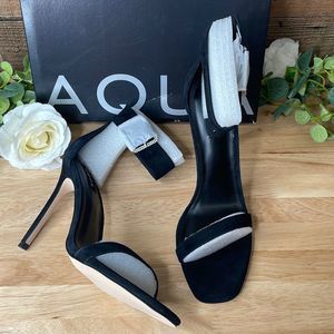 Aqua  Blair Black Suede High-Heel Sandals  10